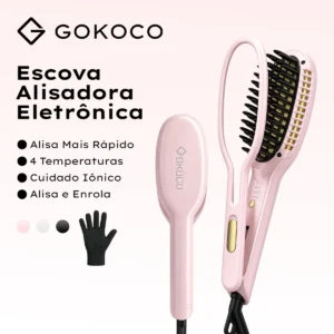 Escova Alisadora E Cachos Gokoco Gd040 Com Íons Negativos - Imagem 2