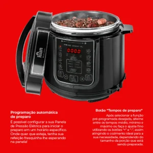 Panela De Pressão Elétrica Ppe-102 6 Litros Kian Preto - Imagem 5