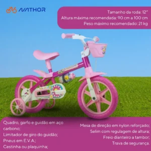 Bicicleta Infantil Aro 12 Nathor Flower Rosa Menina 2-5 Anos - Imagem 3