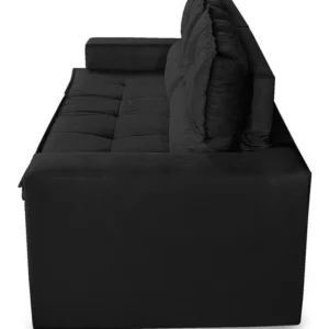 Sofá Retrátil Reclinável 3 Lugares C Molas 1,80m Vegas Suede Cor Preto - Imagem 8