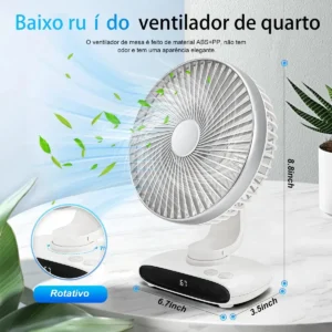Ventilador De Mesa E Parede Ajustável Silencioso Portátil - Imagem 2