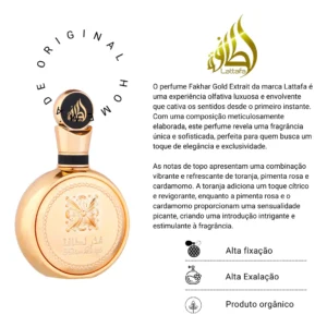 Perfume Árabe Lattafa Fakhar Gold Extrait Eau De Parfum 100m - Imagem 3