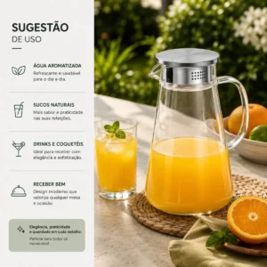Jarra De Vidro Borossilicato 1,65l Tampa Inox - Imagem 3