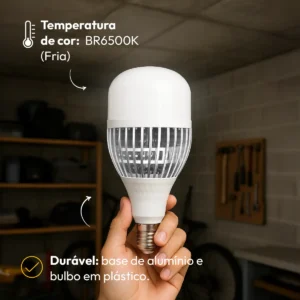Kit 10 Lampadas Led Bulbo Hp 100w 6500k Branco Frio E27 - Imagem 6