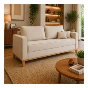 Sofá 3 Lugares Beny 180cm Retratil Moderno Sala Estar Luxo Puff Poltrona Pufe - Imagem 1