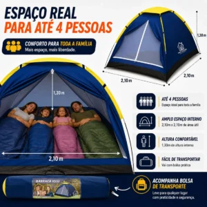 Barraca Para Até 4 Pessoas Camping Iglu Home Utilidades - Imagem 4