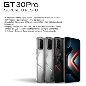 Smartphone Gamer Infinix GT30 PRO 5G - 12GB RAM 256GB Câmera Dupla 108MP+ Selfie 13MP NFC 6,78" Amoled 144Hz Dual Chip - Memória RAM Expansível Até 24GB - Chumbo - Imagem 5