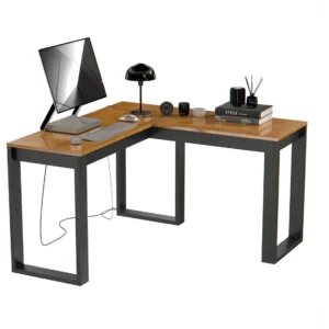 Mesa Escrivaninha Em L Para Pc De Canto Berlim Para Computador Mesa para Escritorio Home Office Estudo Trabalho Gamer Maxi do Brasil Cinamomo Preta Preto/canela - Imagem 7