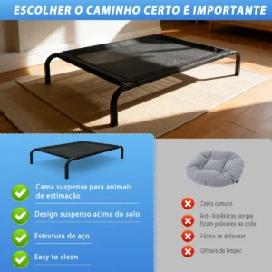 Cama Suspensa Caes Para Cachorros Grande - Resistente Preto - Imagem 3