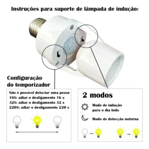 Kit 3 Sensor De Presença Lâmpada Com Fotocélula Soquete E27 - Imagem 4