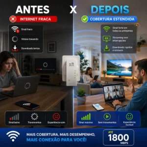 Repetidor De Sinal Wifi Roteador Wireless Amplificador Potente Sem Fio Turbo Cor Branco 1800mbps Longo Alcance Internet Porta Ethernet - Davely - Imagem 4