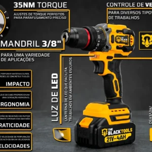 Kit 3 Em 1 Ferramentas Brushless Elétrica 21v Com 2 Baterias - Imagem 6