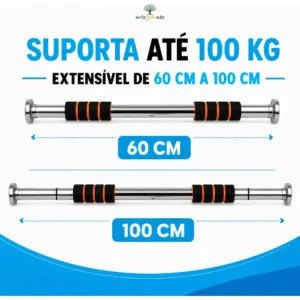 Barra De Porta Ajustável Artezenato Apoio Regulável 60 A 100cm Flexão Fixa Musculação Crossfit - Imagem 5