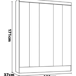 Guarda-roupa Solteiro 5 Portas MDP Branco Moderno Demóbile Ártico - Imagem 5