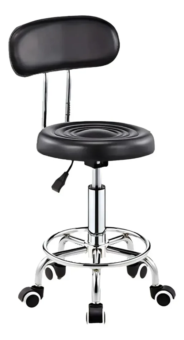 Cadeira Mocho Giratória :ideal Para Tatu Estúdios&beleza Preto Couro Sintético