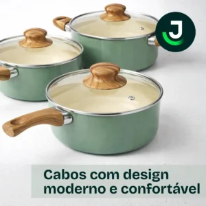 Jogo De Panelas 5 Peças Cerâmica Indução antiaderente 2mm - Jhamba - Imagem 5