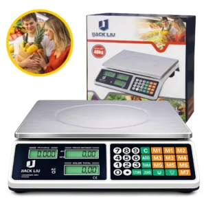 Balança Comercial 40kg Display Duplo Digital Hw Cálculo De Preço E Bateria Recarregável Para Mercado Cozinha Açougue - Imagem 1