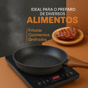 Frigideira Antiaderente Cerâmica 20cm Indução Gás Fogão Cabo Madeira Resistente Alta Temperatura - Era Home Decor - Imagem 6