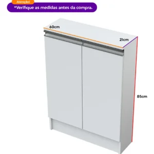 Despensa Estreita 60cm Branco| Dispensa para Cozinha | Nicho Com Porta | Balcão Estreito Para Cozinha, Lavanderia, Banheiro, Sala | Aparador em Mdf Modulado | Entregue Montado | Ejv Shoop - Imagem 5