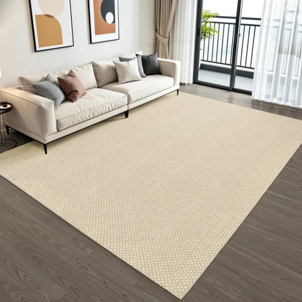 Tapete Sisal Sintético Com Algodão Grande Antiderrapante Lavável Bege Natural De Tear
