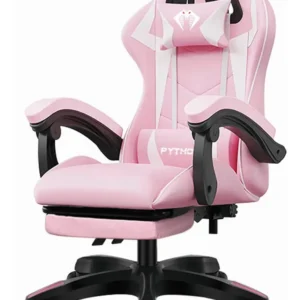 Cadeira Gamer Python Fly Rosa/Branco Reclinável 150kg Apoio de Pés - Imagem 1