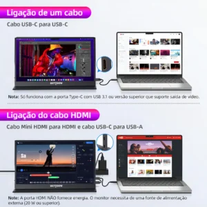 Monitor Portátil Gamer Bettdow de 15.6" Full HD IPS Antirreflexo com Capa - Imagem 6