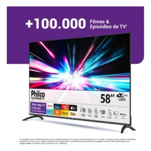 Smart Tv Philco 58 P58vik 4k Uhd Led Roku Dolby Audio Wi-fi Hdr10 110/220v - Imagem 4