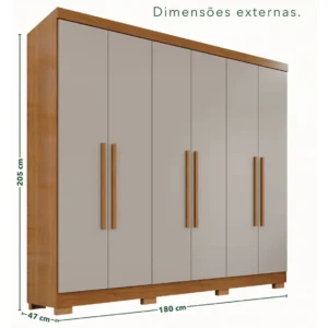 Guarda-roupa Casal 6 Portas 2 Gavetas França Wt - Imagem 2