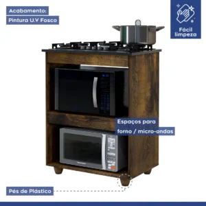 Balcão de Cozinha Turim 5 Bocas Kaiki Ypê com Recorte para Cooktop - Imagem 6