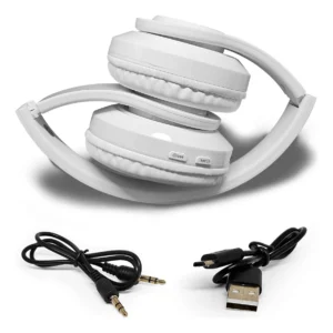 Fone De Ouvido Over-ear Sem Fio Megasonic B39 Branco Com Luz Led - Imagem 6