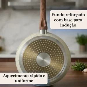 Jogo De Panelas Cerâmica Antiaderente 5 Peças De Indução 2,5mm Revestimento Cerâmico Tampa De Vidro Para Fogão Tradicional Gás Creme Pítia - Imagem 6
