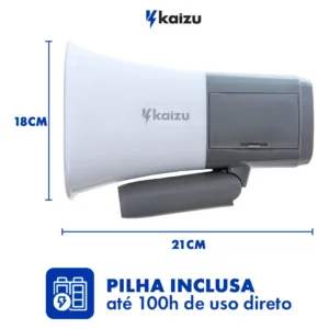 Megafone de Mão Kaizu Profissional Recarregável USB Com Sirene e Gravador - Imagem 8