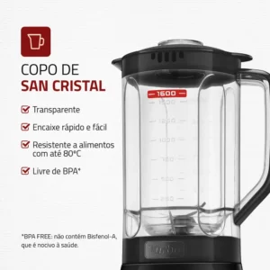 Liquidificador Pratic Turbo III, Mondial, 550W - L-93-BG - Imagem 3