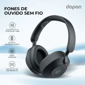 Headphone Dapon H02D Pro ANC Over Ear Bluetooth 6.0 Cancelamento De Ruído Cor Preto - Imagem 3
