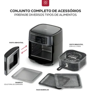 Fritadeira Elétrica Wap Air Fryer Oven Digital Black Inox 12 Litros com Revestimento Antiaderente - Imagem 5