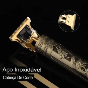 Máquina De Cortar Cabelo E Aparador De Barba Dr. Hank Dragão Dourado Lâmina T Profissional Sem Fio Recarregável Usb, 4 Pentes 1 Ao 4 Mm Motor Potente - Imagem 4