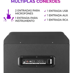 Torre de Som AIWA T1W-02 1600W 1Woofer10" Bluetooth RGB USB FM DJ - Imagem 4