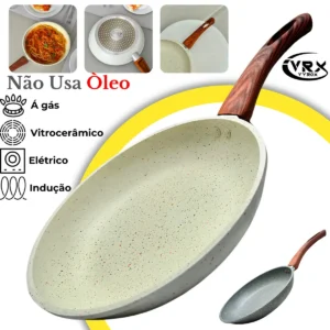 Frigideira Cerâmica 24cm Grande Premium Antiaderente Fogão Cooktop Indução Gás Elétrico Panela Frita Sem Óleo Não Gruda - Imagem 1