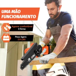 Mini Motoserra Elétrica Portátil 6 Pol Duas Baterias 700w - Imagem 3
