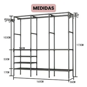 Cabideiro Arara Closet Roupas Sapateira Triplo Cor Preto - Imagem 7