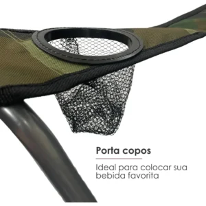 Cadeira Dobravel Camuflada Pescador Com Teto Porta Copos - Imagem 6