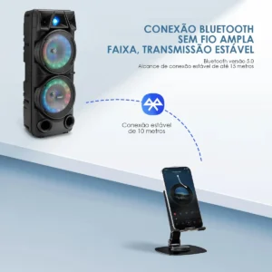 Torre De Som Graves Potentes Bass Boost, Iluminação Colorida, Karaokê, Party Speaker Caixa De Som Amplificada Caixa De Som Bluetooth Usb Tf Mic Dc5v Aux Amplificador Duplo Com Tela De Exibição - Imagem 7