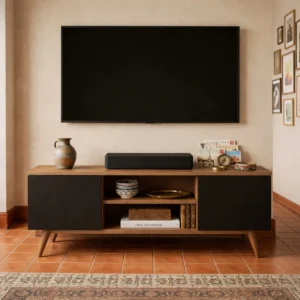 Rack Sala Estante Industrial Retro Com 2 Portas Com Nichos - Imagem 8