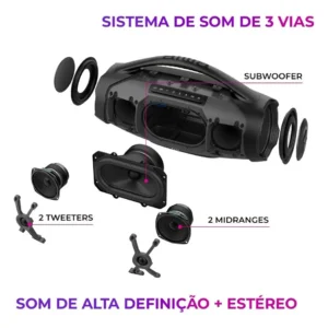 Caixa De Som Boombox Plus Aiwa Bbs-01-b 200w Bt 30h Ip66 Usb Preto - Imagem 4