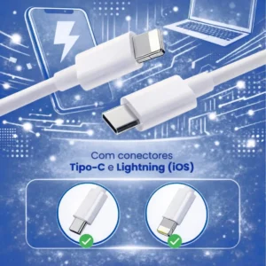 Carregador Turbo 40w Compativel Com iPhone 8 X Xr 11 12 13 14 Pro Max Usb Tipo C Duplo - Imagem 7