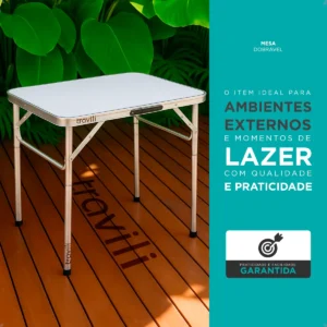 Mesa Dobrável 60x45 Vira Maleta Portátil Camping Churrasco - Imagem 7