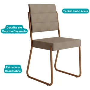 Conjunto Sala Jantar 4 Cadeiras Charlotte Carraro Nogal Rose - Imagem 6