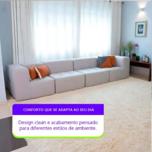 Sofá Modular Na Caixa Bouclé Linho 4 Lugares 2 Braços - Imagem 5