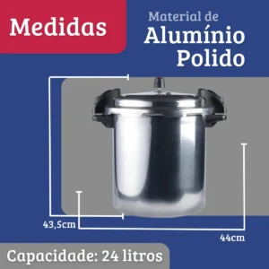 Panela Pressão Fechamento Externo Profissional 24L Alumínio Nacional - Imagem 6
