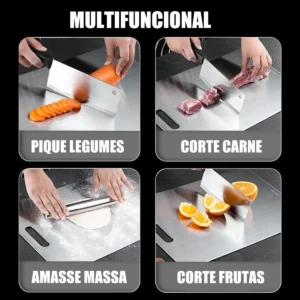 Tábua De Corte Para Cozinha Taboa Carne 46cm Aço Inox 304 - Imagem 2